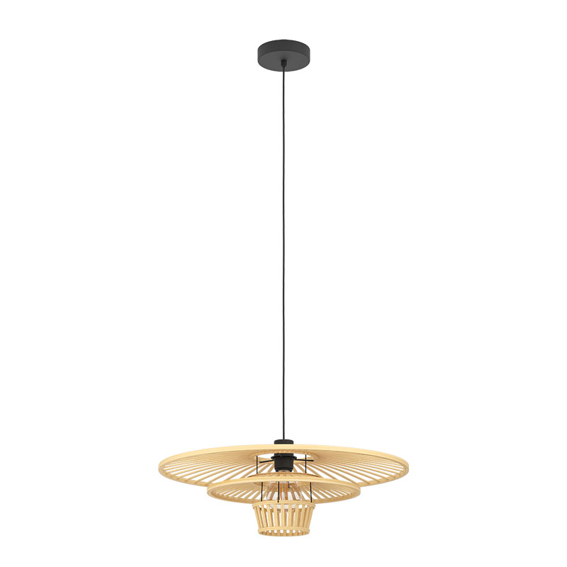 Изображение товара 44012 Подвесной светильник LYDNEY, 1х40W (E27), H1100, ?570, сталь черный / дерево, коричневый от магазина N&M Home